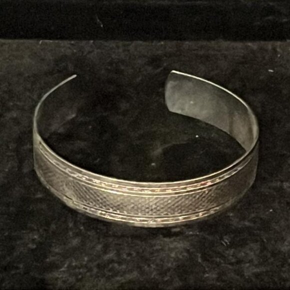 Etched Silver Tone Cuff Bracelet - Picture 1 of 3